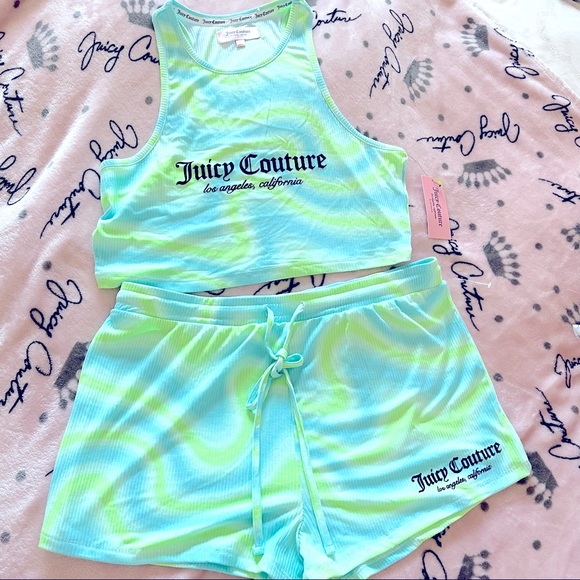 Juicy Couture tie dye crop top short set XL NWT - Picture 2 of 5